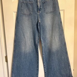 rag & bone Wide Leg Flare Jeans - Light Blue Denim